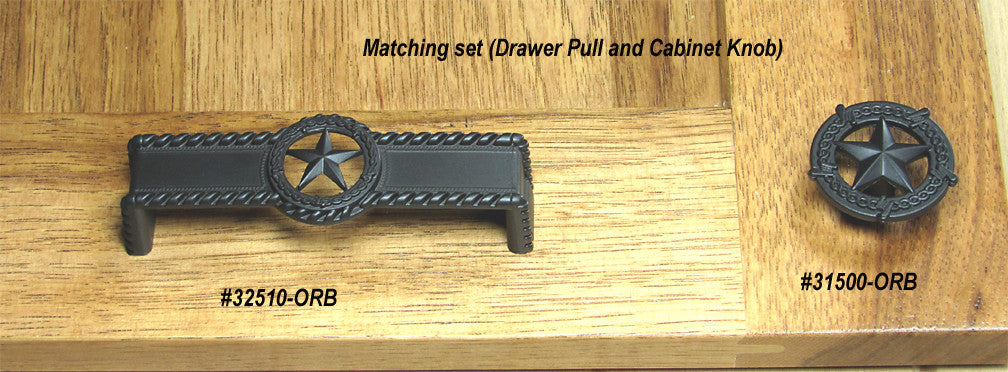 Star drawer pull with rope edge design, sold individually, ideal for enhancing cabinets and furniture.