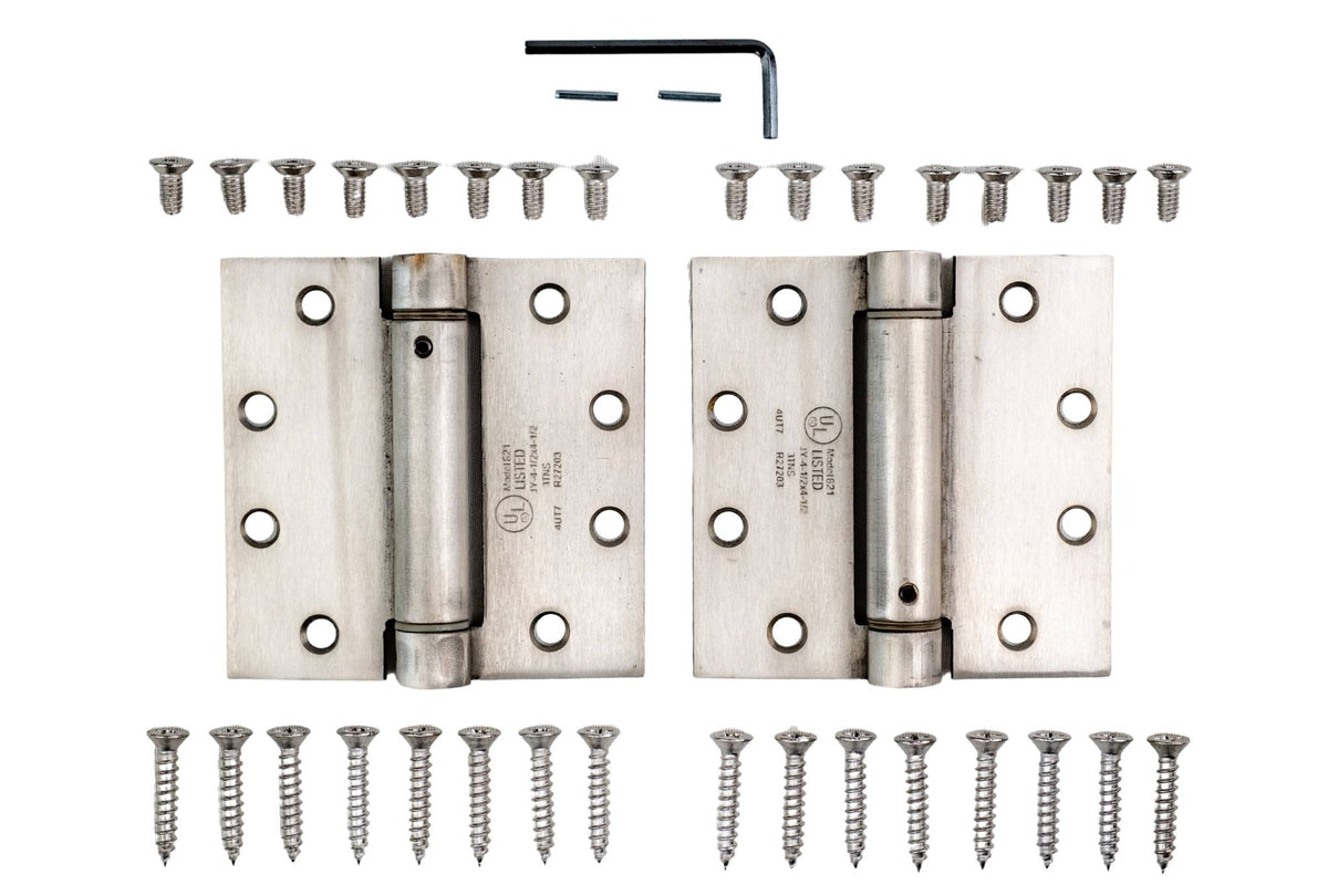 316 Grade Commercial Stainless Steel Spring Hinges - 4 1/2" Square - 2 Pack