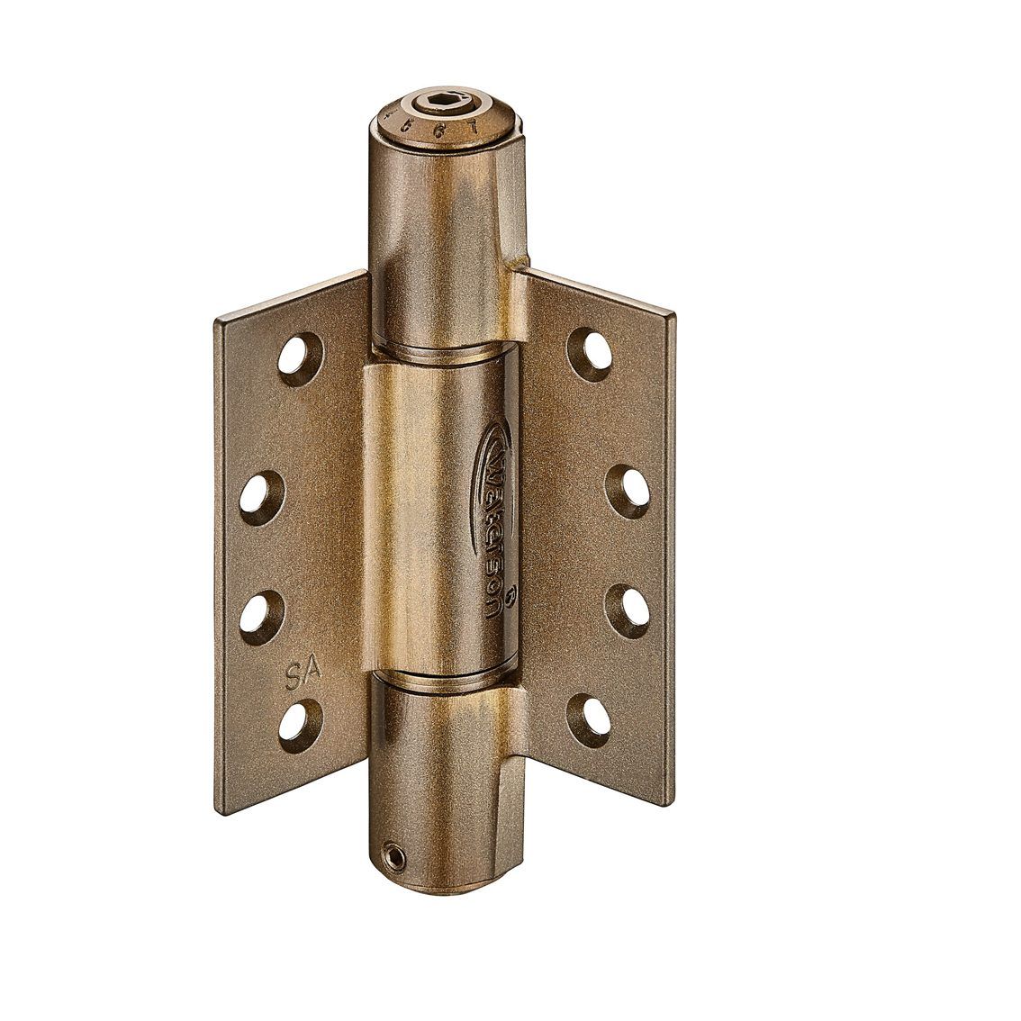 Heavy duty self-closing spring hinges in 4x4 inch size, made of 304 stainless steel for doors up to 260 lbs.