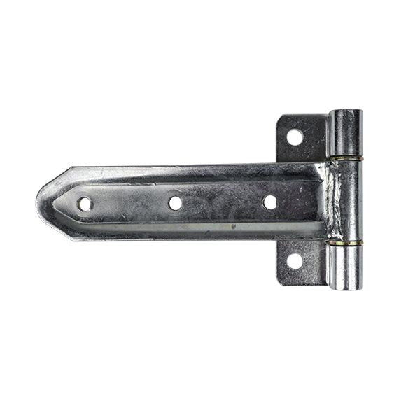Embossed steel truck and trailer hinge with narrow bracket for side and rear doors, zinc plated, sold individually.