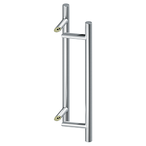 Back-to-back round offset pulls in various sizes and finishes, sold in a convenient 2 pack for doors.