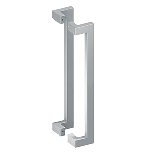 Back-to-back modern offset pulls in various sizes and finishes, sold in a convenient two-pack for doors.