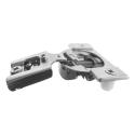 Compact Blumotion concealed cabinet hinge with 1/2 inch overlay, 105° opening, and soft close feature, sold individually.