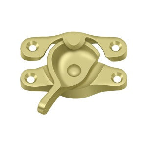 Window sash lock in multiple finishes, measuring 1 inch by 2-5/8 inches, sold individually for secure window closure.