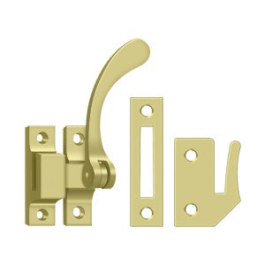 Reversible window lock casement fastener in multiple finishes, 4-1/2 inches, sold individually for secure window closure.