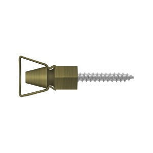 Shutter door holder with a triangular loop and screw, available in various sizes and finishes, sold individually.