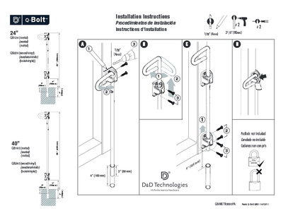 Drop Bolt For Metal Wood Or Vinyl Gates - 24"- Black Stainless Steel - Sold Individually