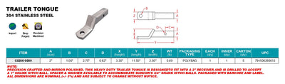 Boat Trailer Parts - Stainless Steel Trailer Tongue