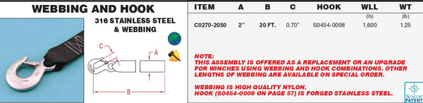 Stainless Steel Webbing Assembly with Hook - HingeOutlet