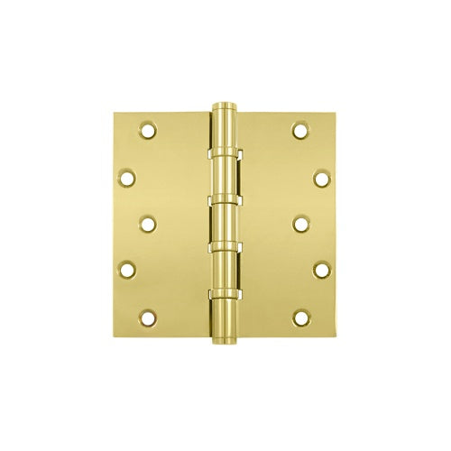 Commercial Ball Bearing Hinges - Deltana Commercial Ball Bearing 5" X 5" Square Corner 4 Ball Bearing Full Mortise Hinge - Solid Brass - 2 Pack