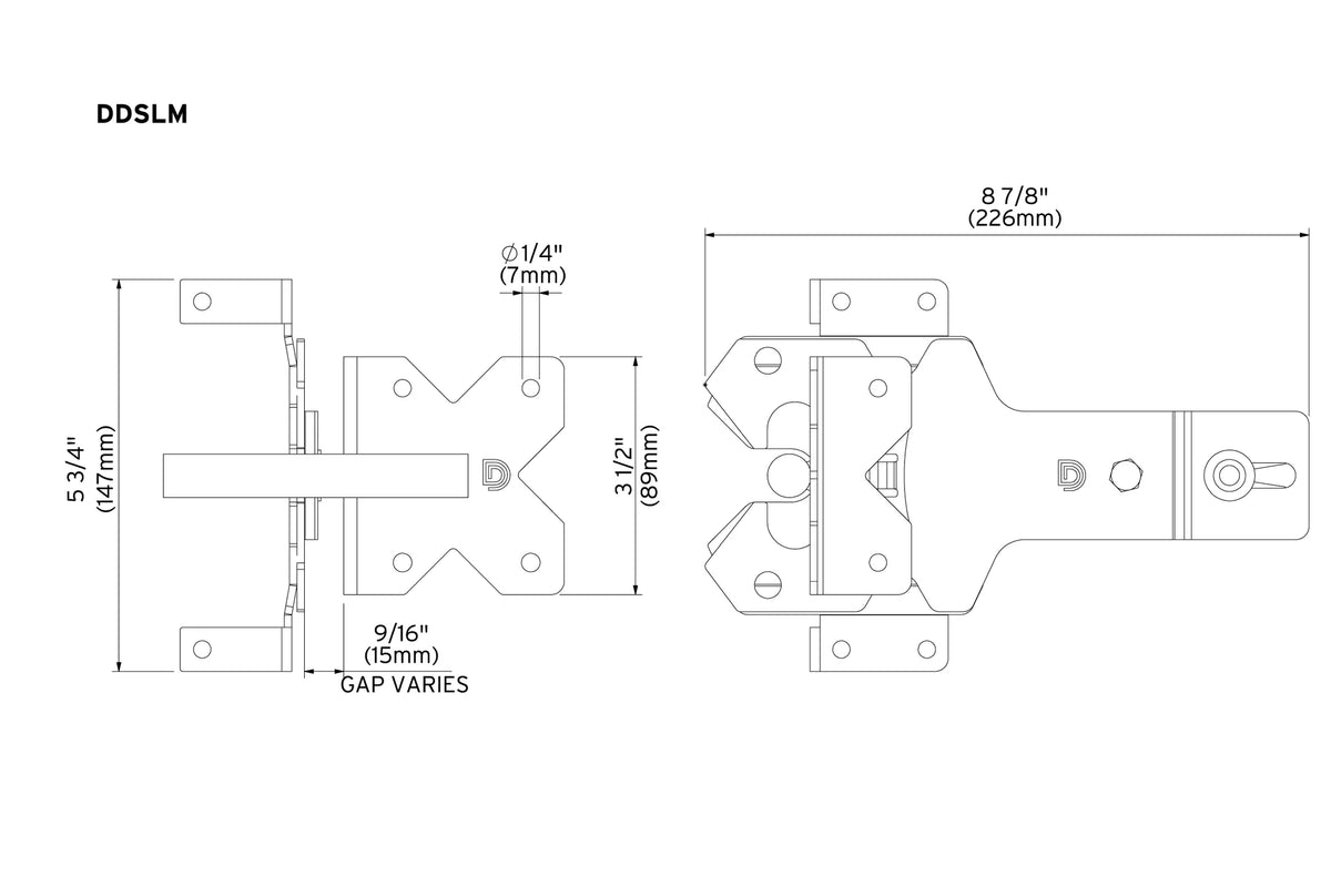 Black Stainless Steel Contemporary Post Latch With Slide Lock - For Gate Gap 3/4" - 2" - For Vinyl Or Wood Gates
