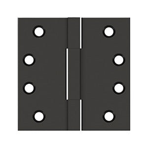 Solid brass square knuckle hinges 4"x4" in a 2 pack, ideal for durable door and cabinet installations.