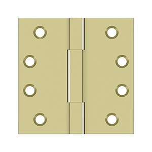Solid brass square knuckle hinges, 4"x4", ideal for doors and cabinets, available in a convenient 2 pack.
