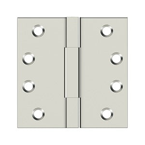 Solid brass square knuckle hinges 4"x4" in a two-pack, ideal for durable door and cabinet applications.