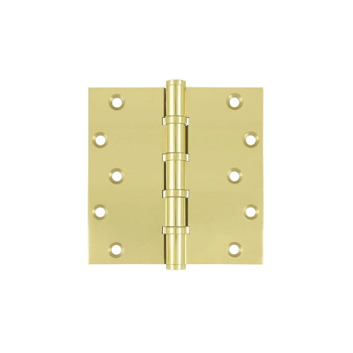 Commercial Ball Bearing Hinges - Deltana Commercial Ball Bearing 5" X 5" Square Corner 4 Ball Bearing Full Mortise Hinge - Solid Brass - 2 Pack