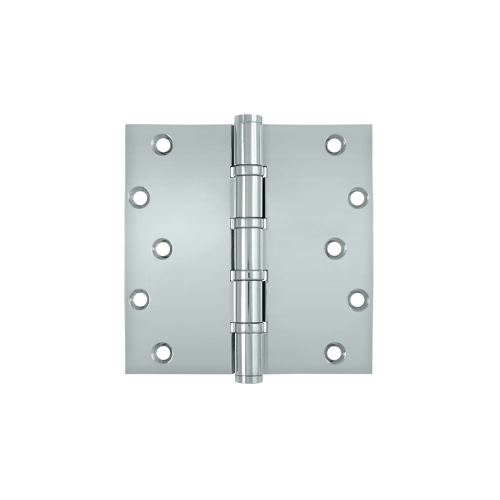 Commercial Ball Bearing Hinges - Deltana Commercial Ball Bearing 5" X 5" Square Corner 4 Ball Bearing Full Mortise Hinge - Solid Brass - 2 Pack