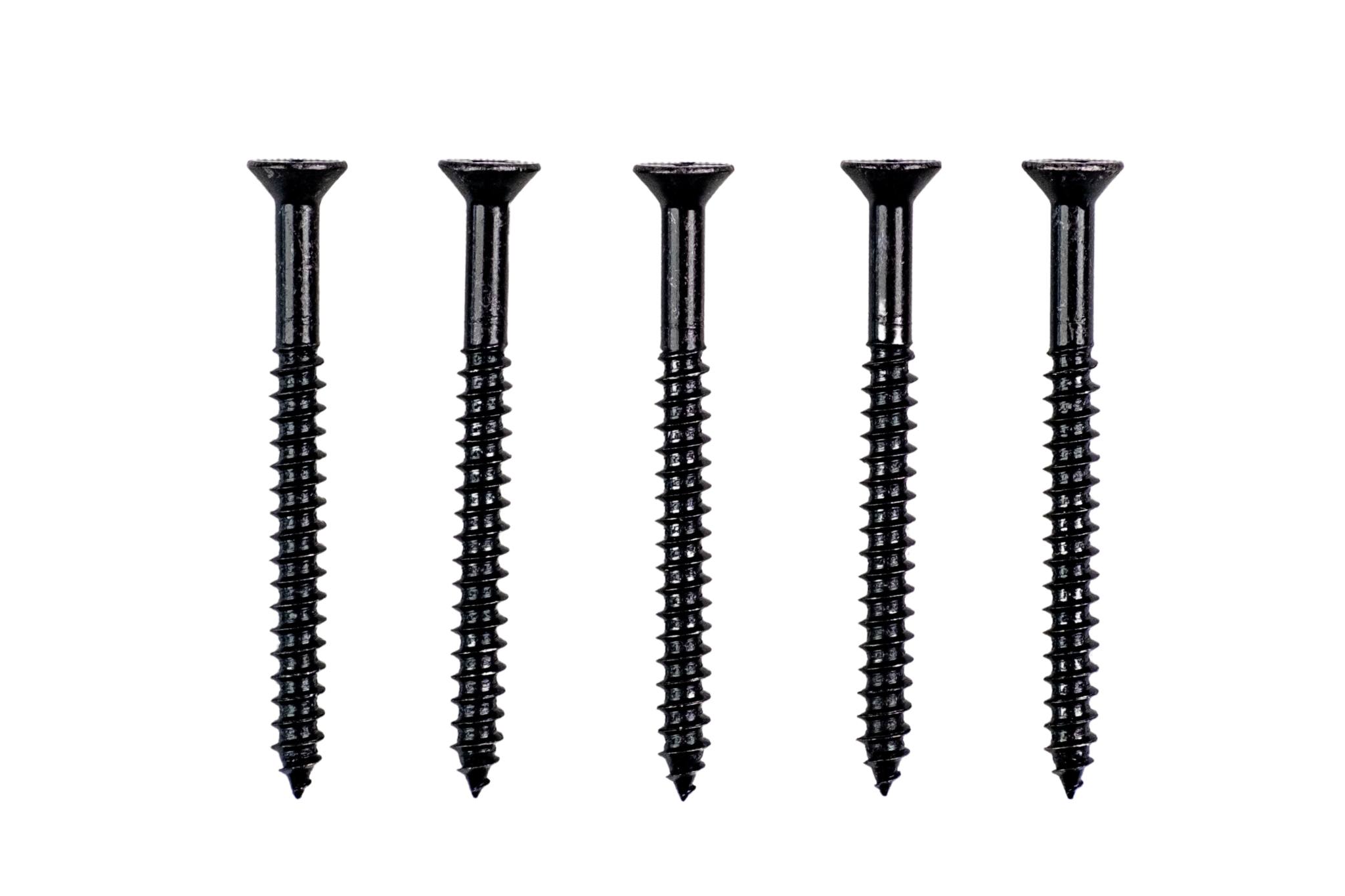 Extra long #12 x 2.5" door hinge wood screws in multiple finishes for secure installation and durability.