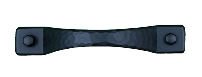 Rustic hammered drawer pull in matte black finish, ideal for enhancing cabinets and furniture with a vintage touch.