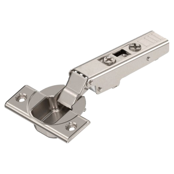 Clip Top Blumotion concealed cabinet hinge with self-closing feature and 110° opening, sold individually for cabinetry.