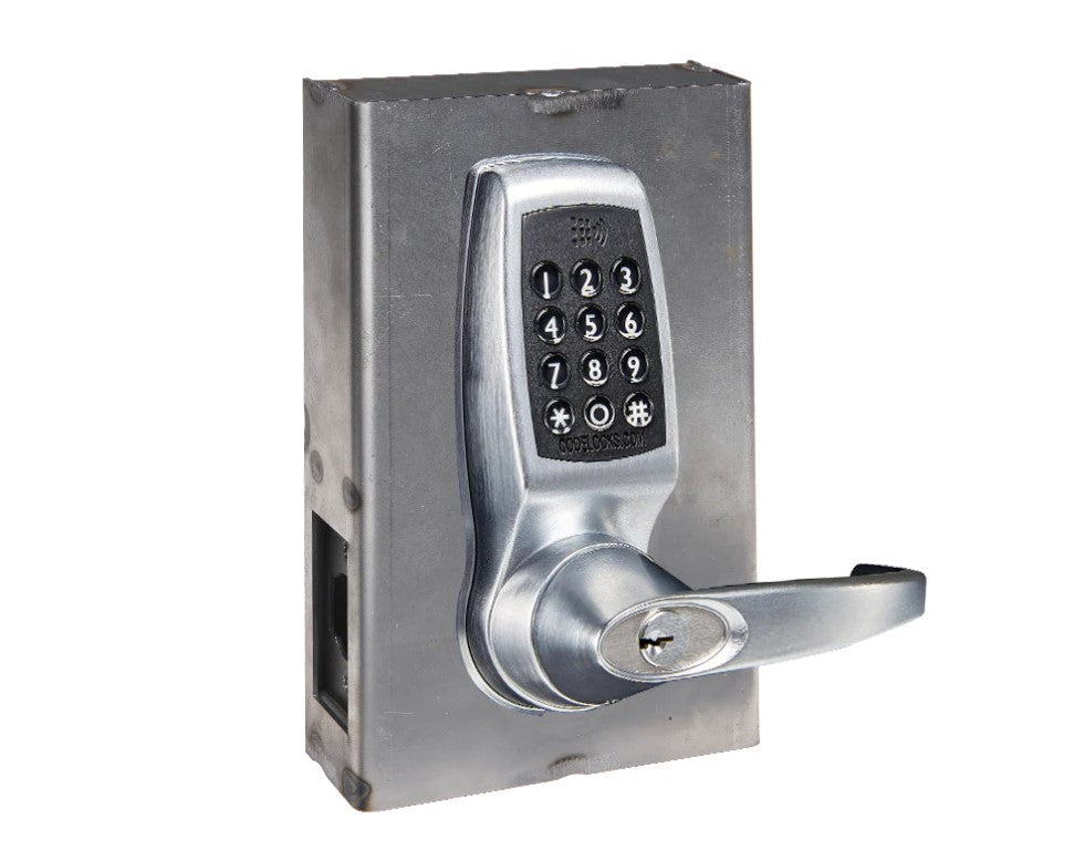 Gate Lock with Code - 4500 Series Steel Gate Box Kit - Smart Medium Duty Tubular Latch - Brushed Finish - Sold as Kit