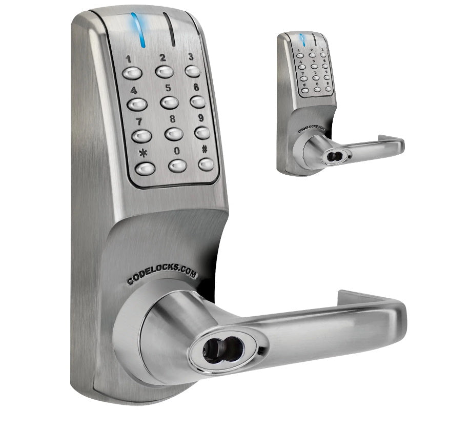 Gate Lock with Code - 5200 Series Back to Back - Electronic Heavy Duty Tubular Latchbolt - Brushed Finish - Multiple Cylinder Options Available - Sold Individually