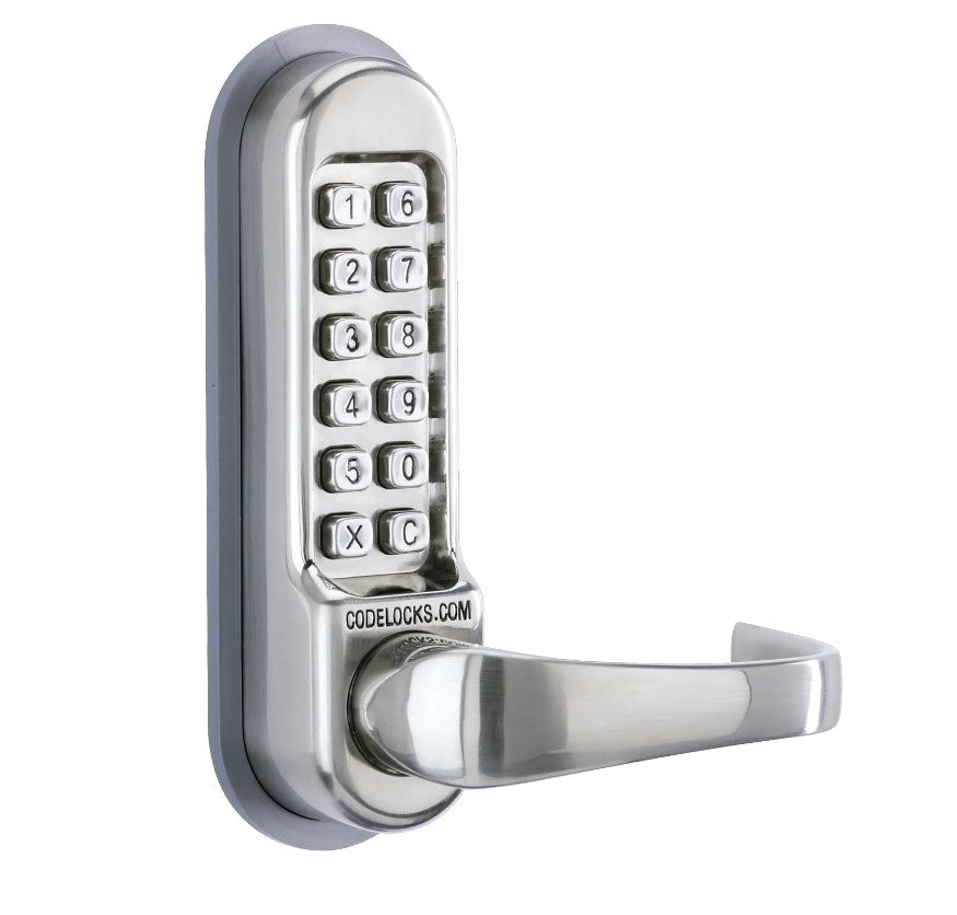 Heavy-duty mechanical gate lock with keypad, tubular latchbolt, and multiple finishes available for secure access.