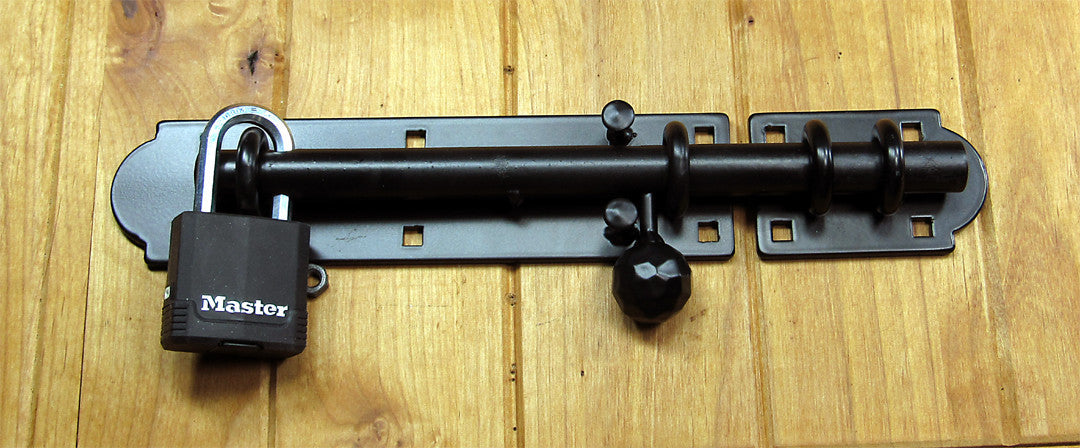 The "LOCKDOWN" Heavy Duty  Slide Bolt - double eyelet - with Lock