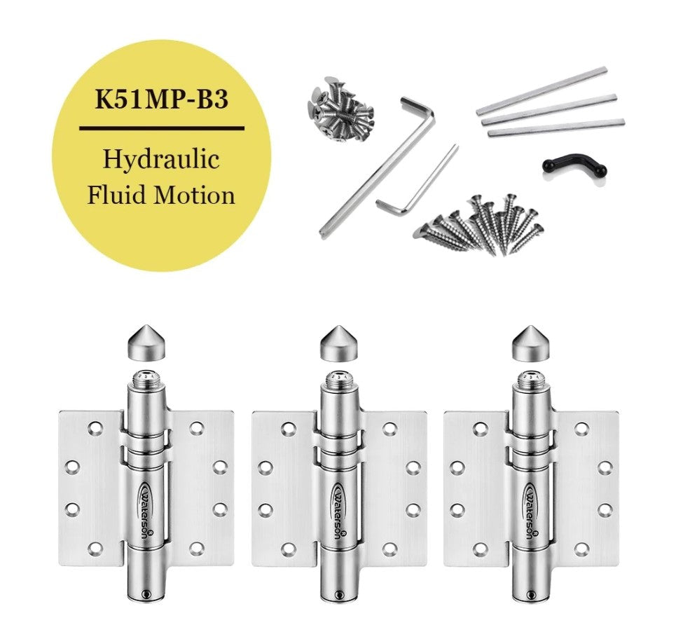 Adjustable Gate Spring - Heavy Duty Self-Closing Gate Spring Hinges / Gate Closer - 4-1/2" Inch X 4-1/2" Inch - Butt Hinge With Weather Cap - 304 Stainless Steel - For 1-3/4" Inch Thick Doors Up To 260 Lbs. - 3 Pack