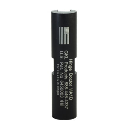 Hinge Doctor HA1D tool for repairing commercial butt hinges, 4-1/2 inches by 4-1/2 inches in size.