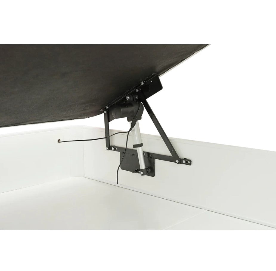 Hydraulic lift motorized storage bed mechanism kit showing the lifting mechanism and support structure.