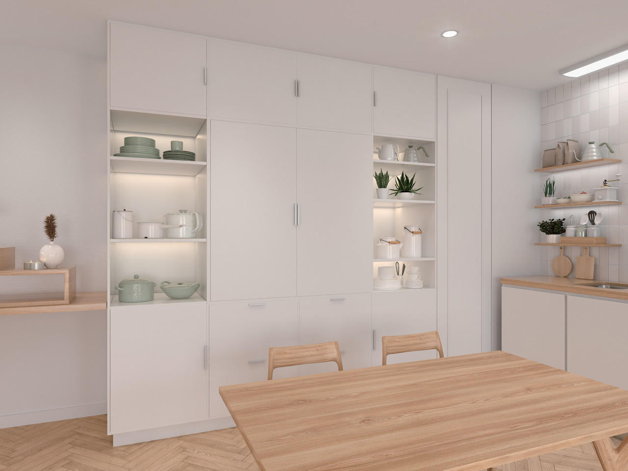 Inset cabinet pocket door system with soft close feature, supports doors up to 33 lbs, available in multiple sizes.