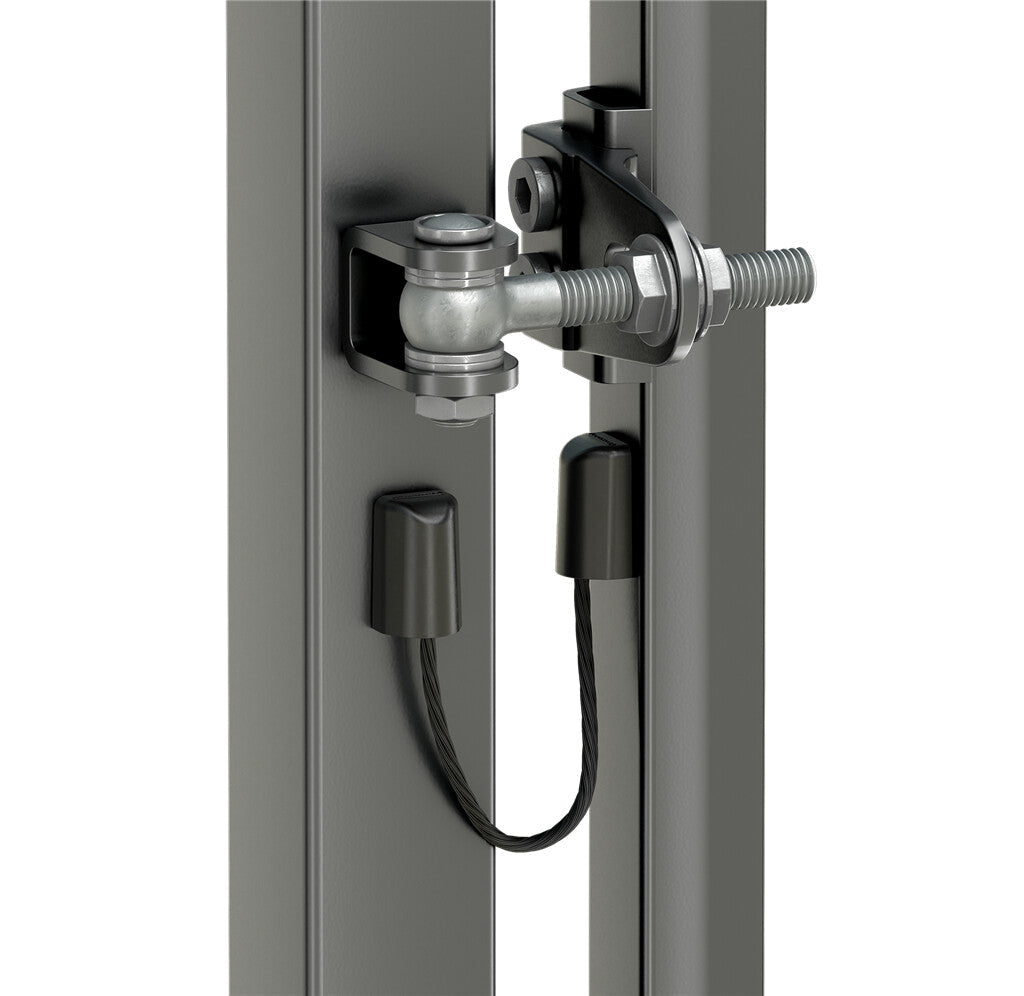 Locinox B-Safe gate hinge prevents detached gates from falling, supporting gates up to 1,100 lbs, sold individually.