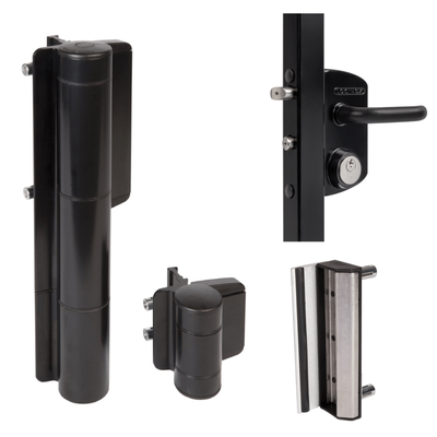 Locinox Mammoth commercial gate closer and lock kit featuring self-closing hardware for secure gate operation.