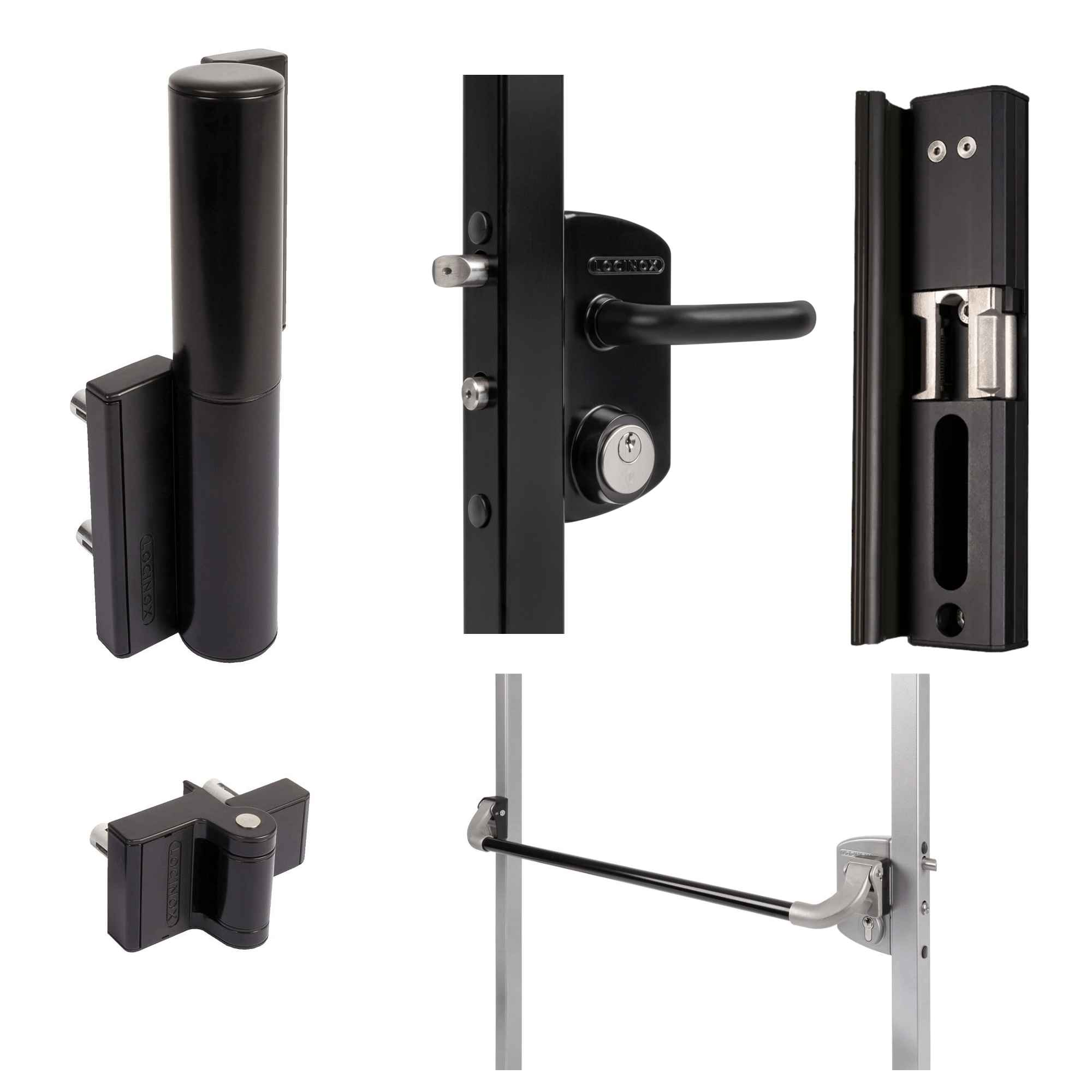 Locinox Tiger 180° hydraulic gate closer and electrified lock kit for residential access control gate hardware.