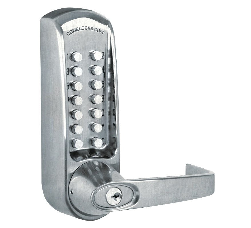 Heavy duty outdoor panic bar access kit for gates, featuring a mechanical lock and multiple finish options.