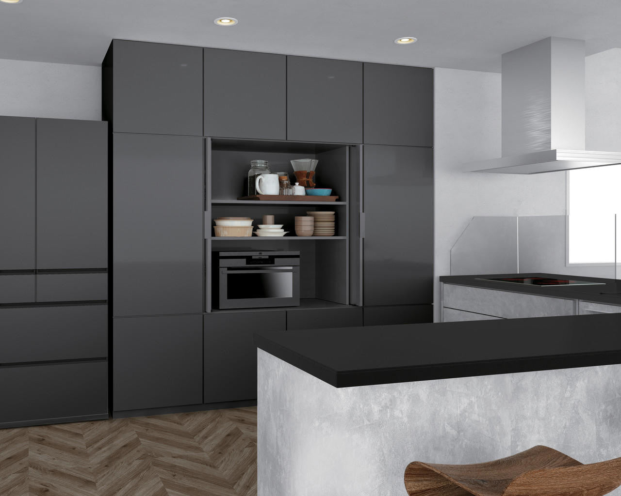 Overlay cabinet pocket door system with soft close feature, suitable for doors up to 33 lbs, in nickel finish.