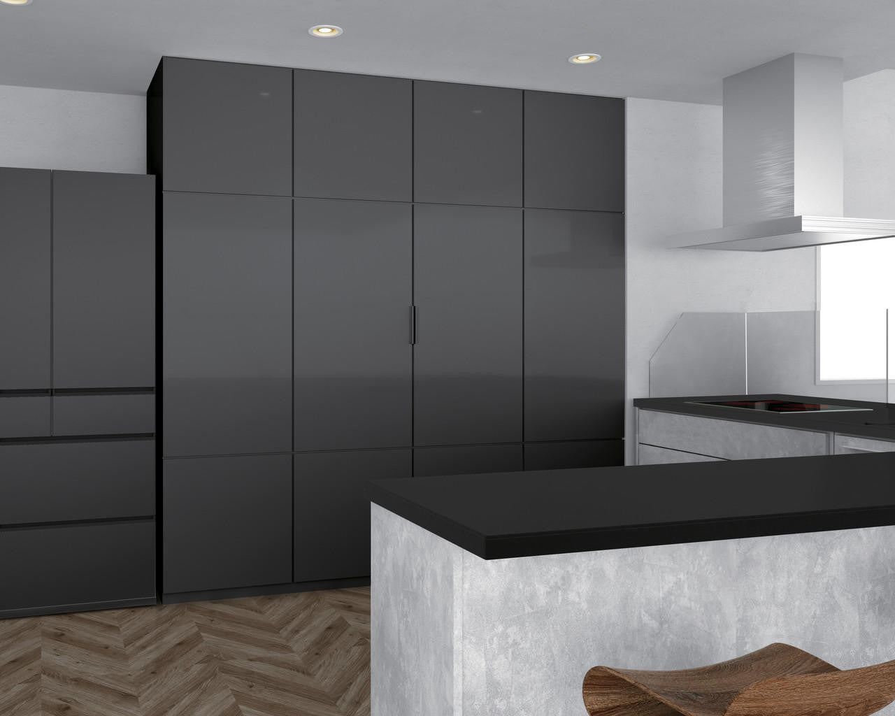 Overlay cabinet pocket door system with soft close feature, nickel finish, supports doors up to 33 lbs, sold individually.