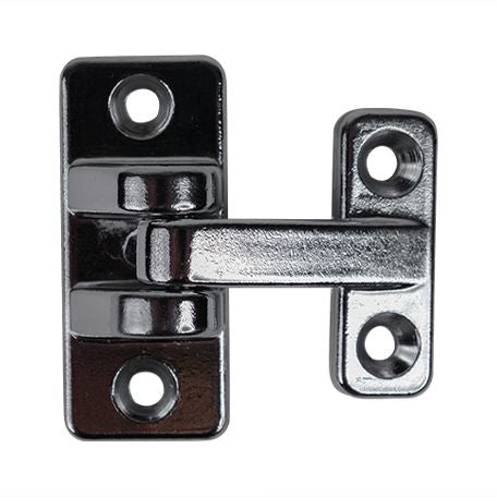 Economy zinc die-cast refrigeration hinge with a 5/16-inch offset and chrome finish, sold individually for easy installation.