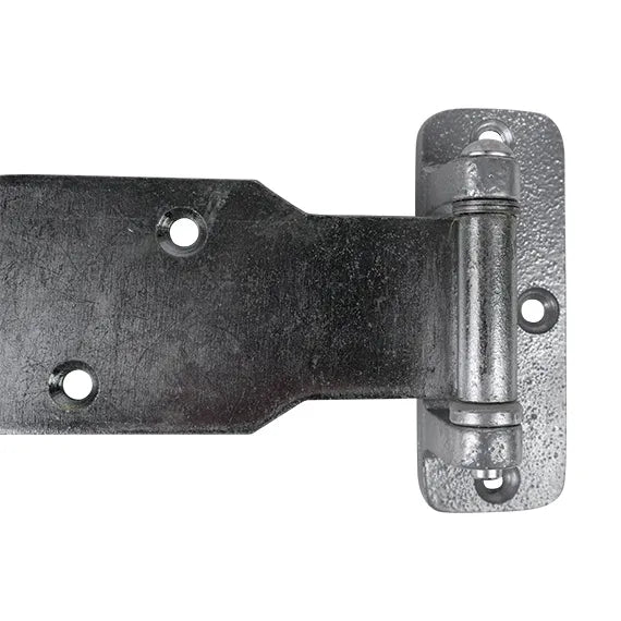 Heavy duty refrigeration hinge for cold storage, 14-1/2 inches, zinc plated, available in multiple offsets, sold individually.