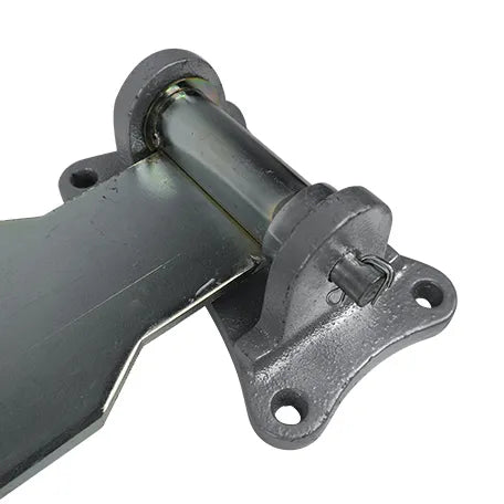 Heavy duty refrigeration hinge for cold storage, 28 inches, zinc plated, sold individually with multiple offsets.