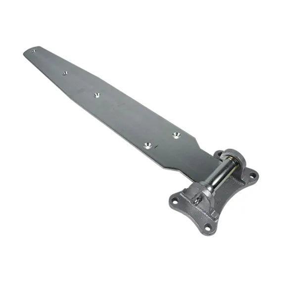 Heavy duty refrigeration hinge for cold storage, 28 inches long, zinc plated, available in multiple offsets, sold individually.