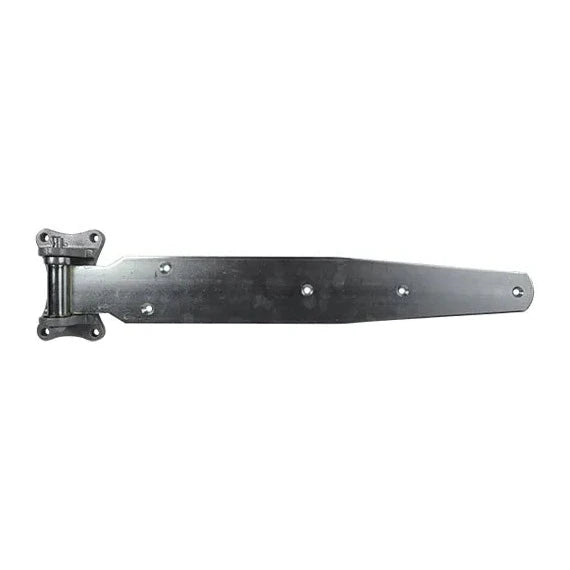 Heavy duty refrigeration hinge for cold storage, 28 inches long, zinc plated, sold individually with multiple offsets.