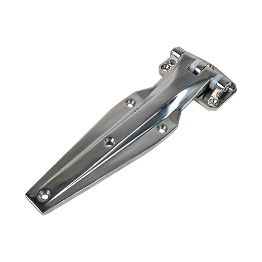 Heavy duty refrigeration hinge made of polished 304 stainless steel, 11-9/16 inches, available in multiple offsets.