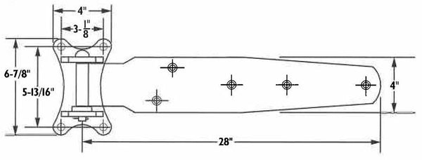 Refrigeration Hinges - Heavy Duty Cold Storage - 28" Inch - Multiple Offsets Available - Zinc Plated - Sold Individually