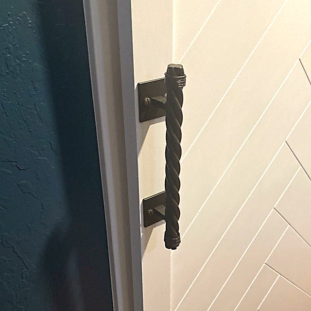 Rustler #4 rope style door pull handle for barn doors, available in various sizes and finishes, sold individually.
