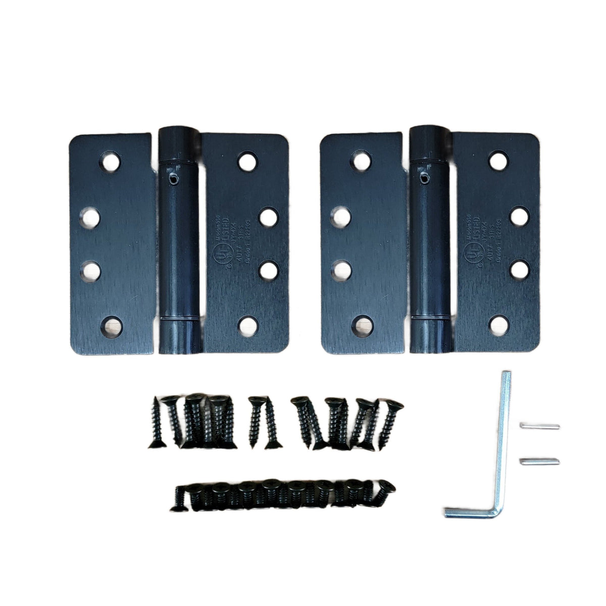 4" X 4" Spring Hinges With 1/4" Radius Corners - Template (Arch) Hole Pattern - Multiple Finishes Available - 2 Pack