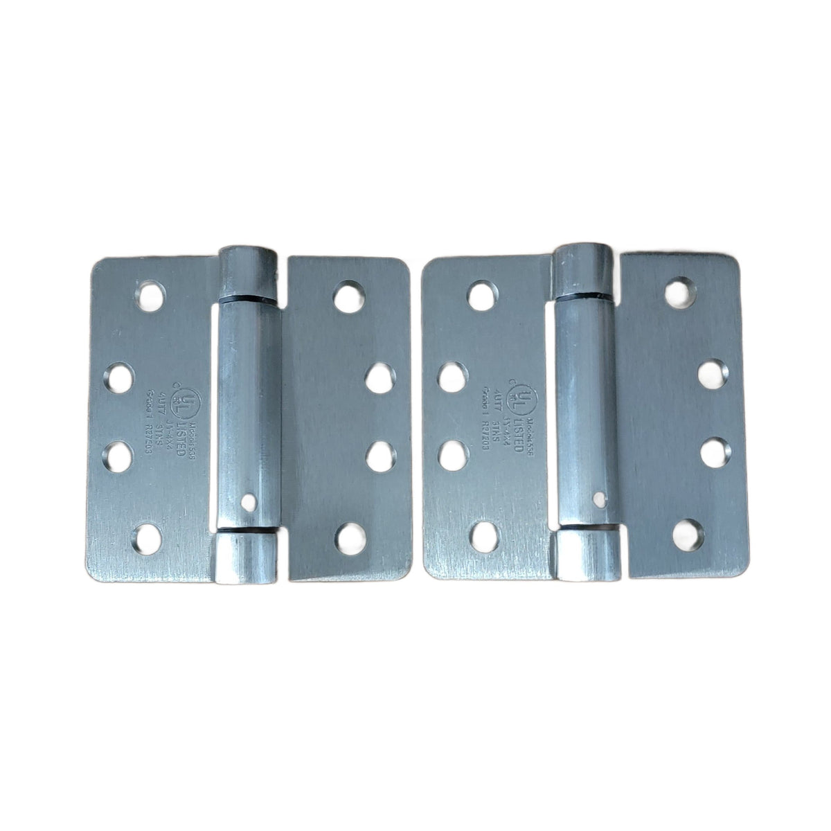 4" X 4" Spring Hinges With 1/4" Radius Corners - Template (Arch) Hole Pattern - Multiple Finishes Available - 2 Pack
