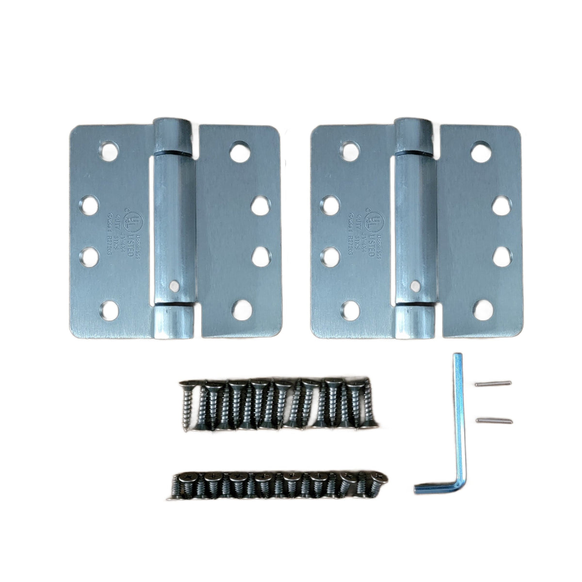 4" X 4" Spring Hinges With 1/4" Radius Corners - Template (Arch) Hole Pattern - Multiple Finishes Available - 2 Pack