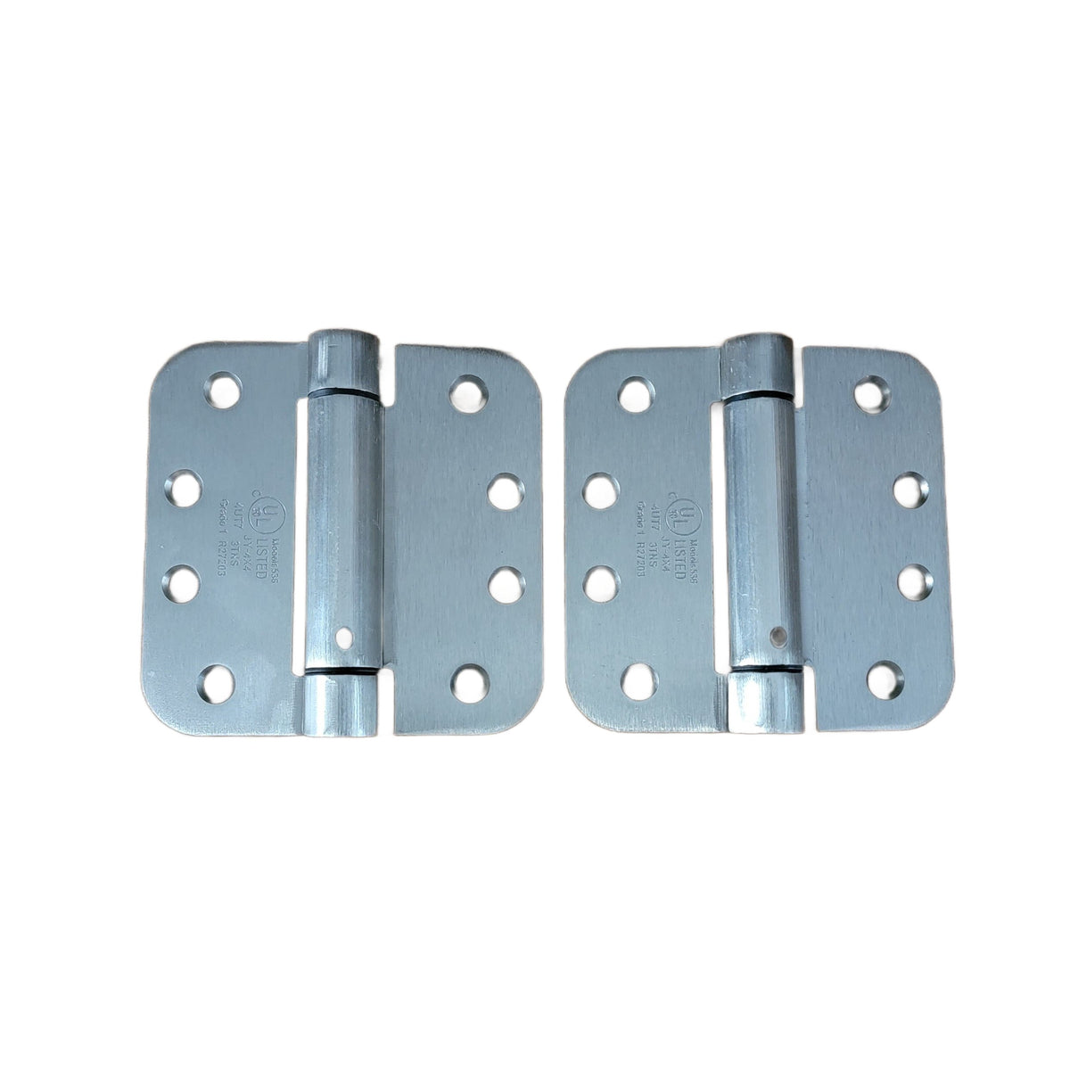 Spring Loaded Hinges - Residential - 4" With 5/8" Radius Corner - Template (Arch) Hole Pattern - Multiple Finishes - 2 Pack