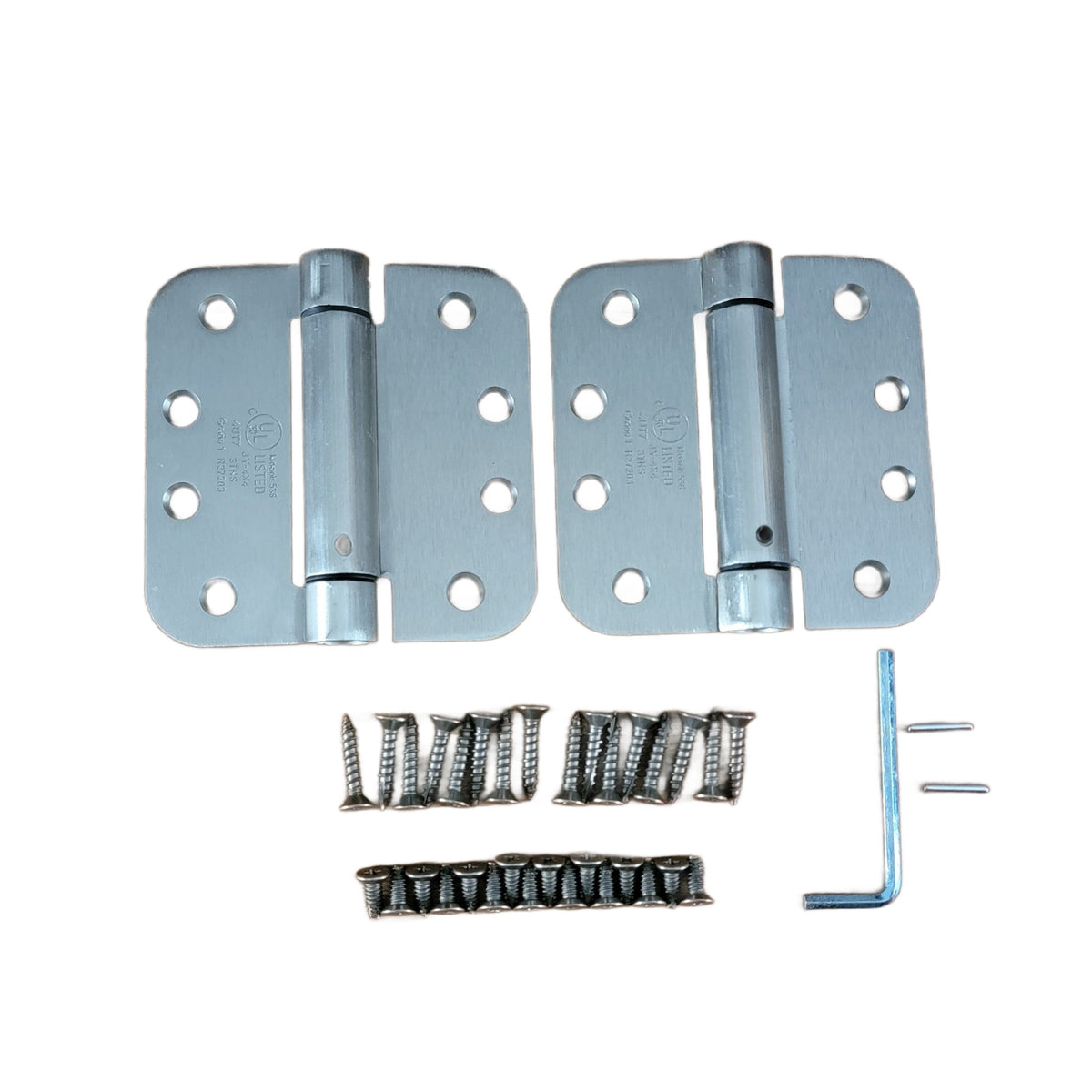 Spring Loaded Hinges - Residential - 4" With 5/8" Radius Corner - Template (Arch) Hole Pattern - Multiple Finishes - 2 Pack